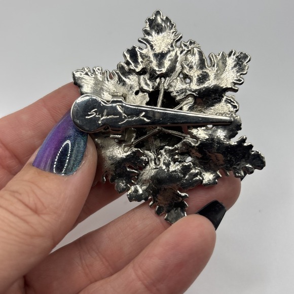 Vintage Signed Sylvia Dahl Frog And Leaf Lily Pad Dress Clip Scarf Clip RARE - Picture 3 of 5